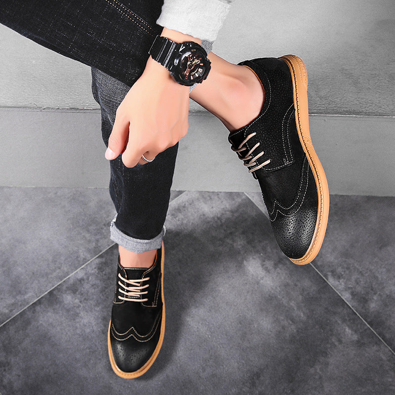 Casual shoes pig leather men's British trendy shoes