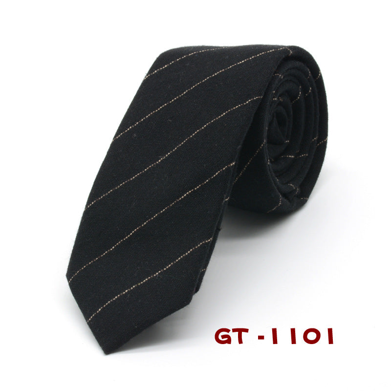 Solid Color Striped Fashion Narrow Tie Male British Formal Wear Girl Cotton Small Tie