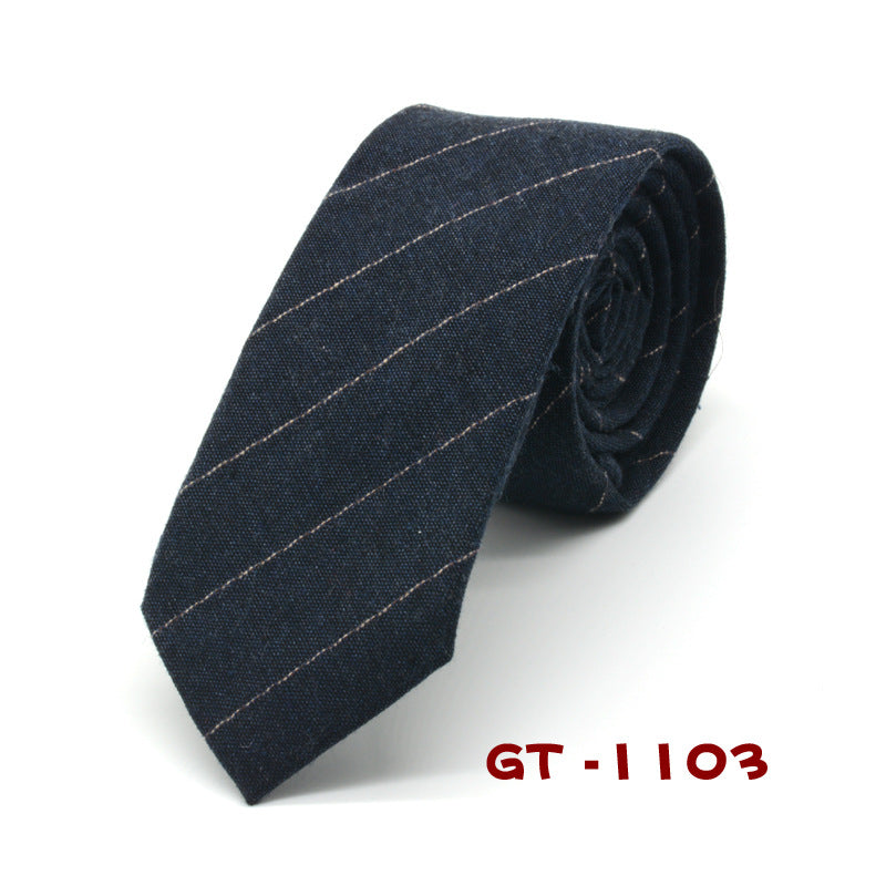 Solid Color Striped Fashion Narrow Tie Male British Formal Wear Girl Cotton Small Tie