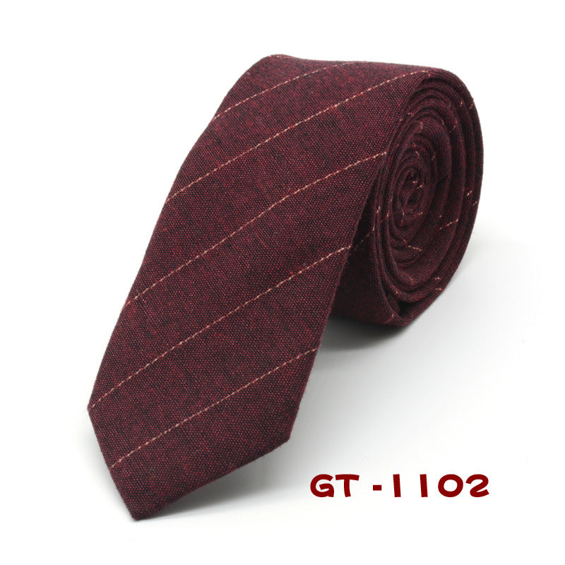 Solid Color Striped Fashion Narrow Tie Male British Formal Wear Girl Cotton Small Tie