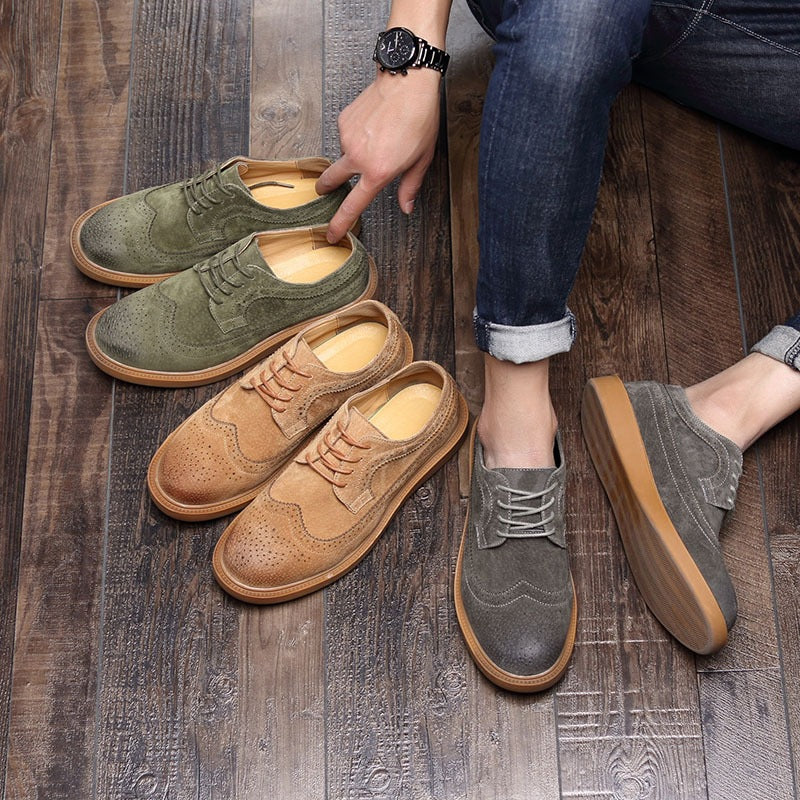 Casual shoes pig leather men's British trendy shoes
