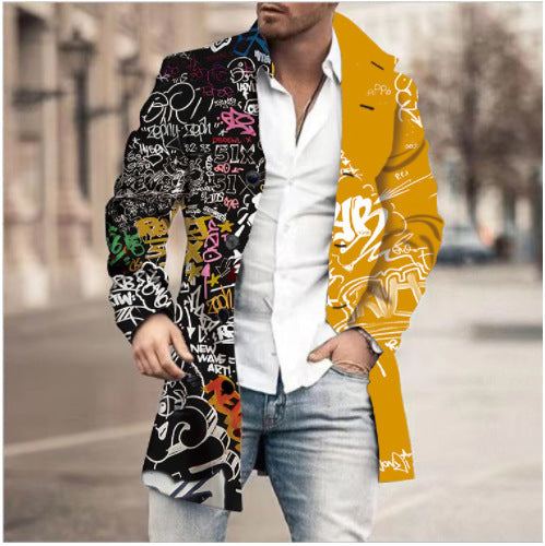 Men's Woolen Stand Collar Mid-length Casual Coat