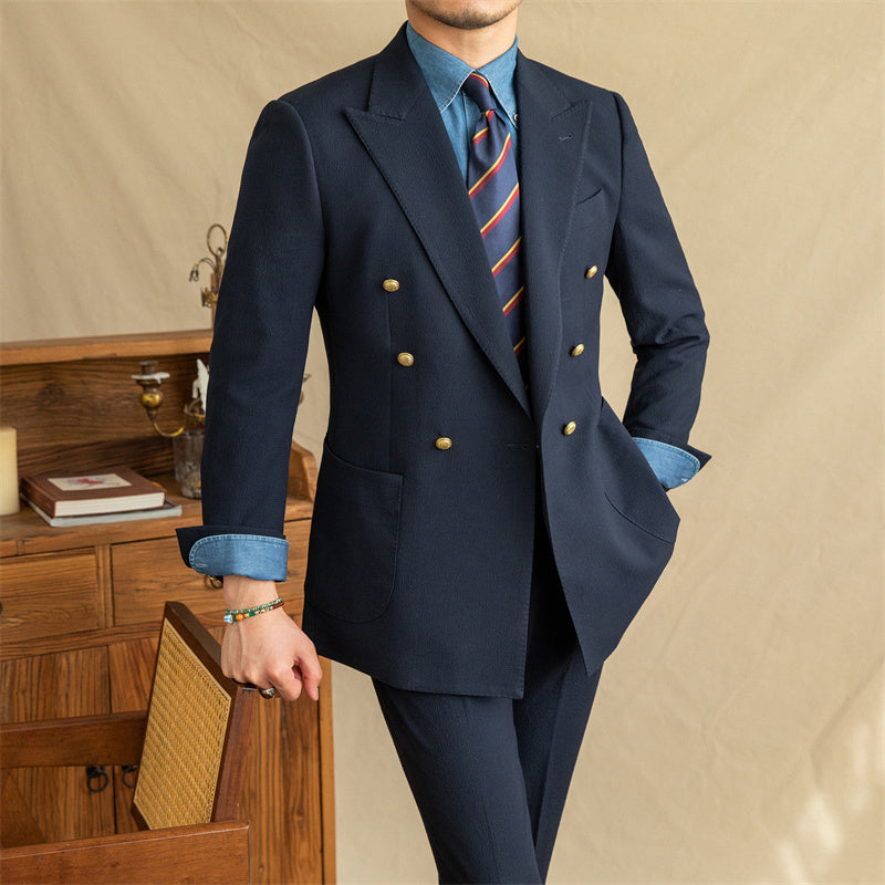 Men's Casual Seersucker Suit Half Lined