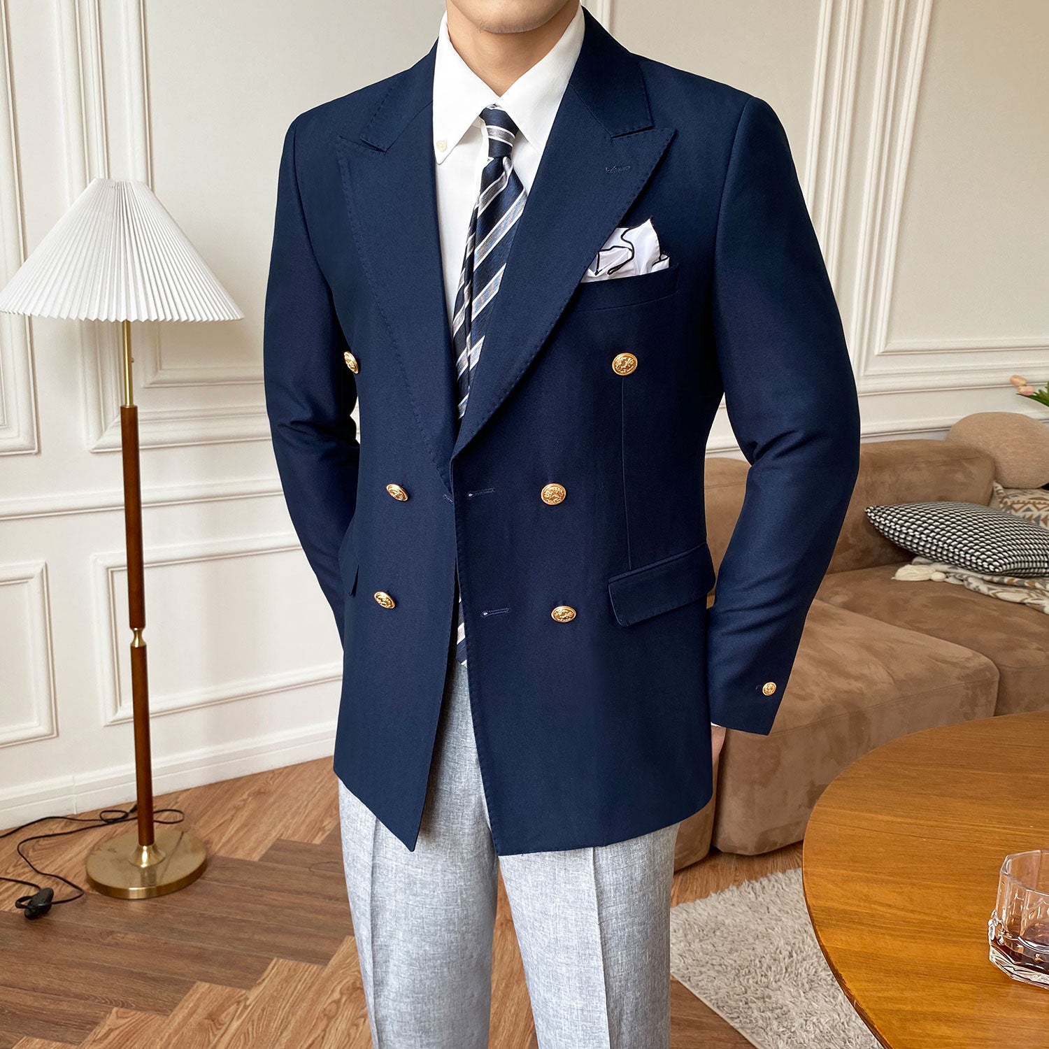 Slim Double Breasted Suit Jacket