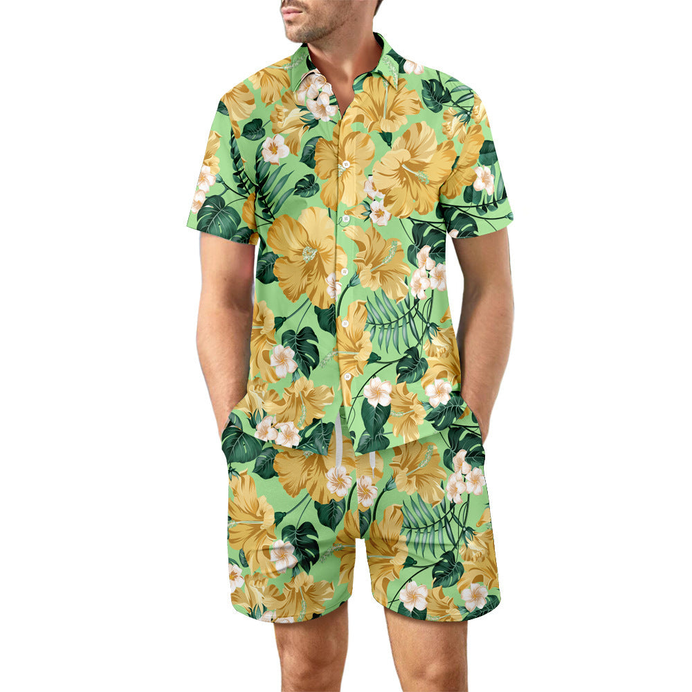 Digital Printed Beach Short Sleeve Shorts