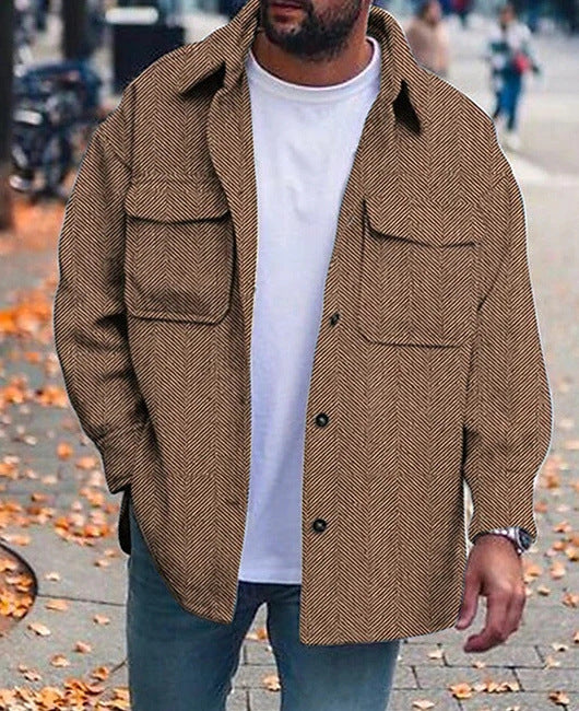 Coat Men Polo Collar Top Men Fashion Work Clothes