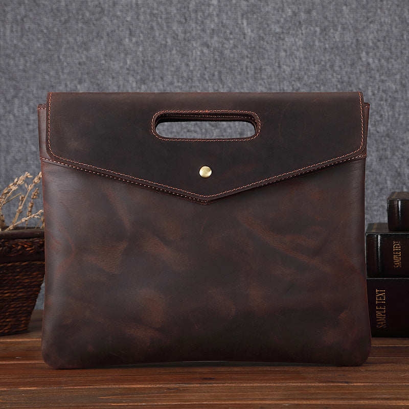 Genuine Leather Men's Briefcase Vintage Business