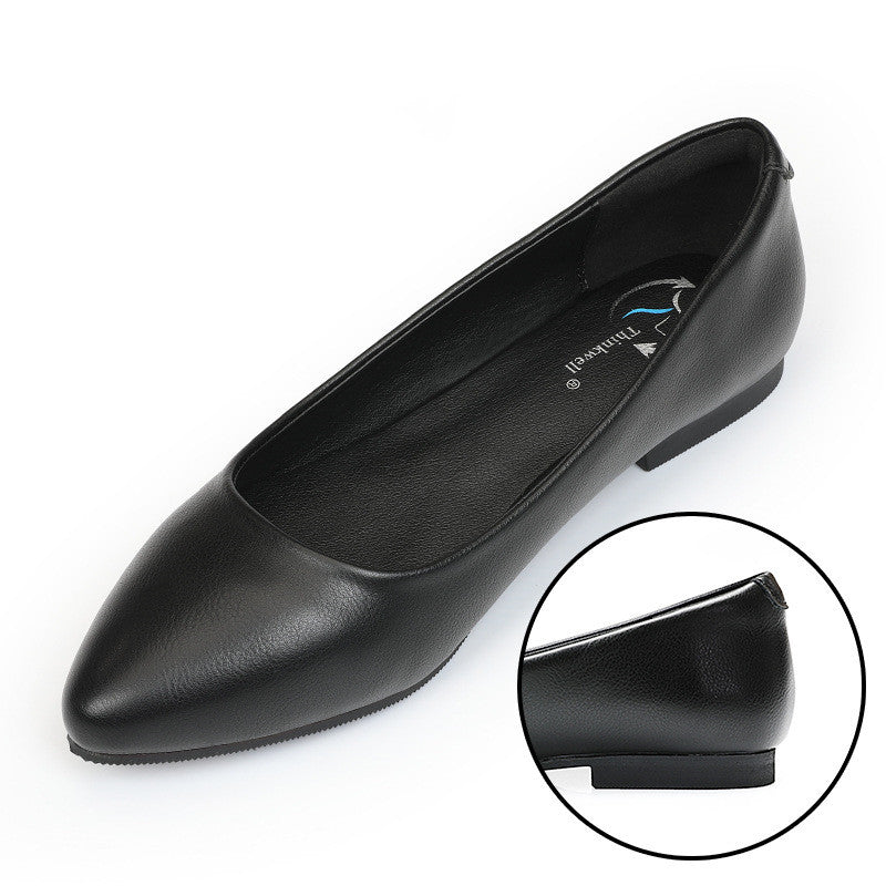 Single Shoes Leather Soft Sole Flat Black