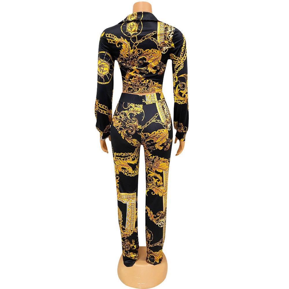 Sports And Leisure Milk Silk Printing Two-Piece Suit