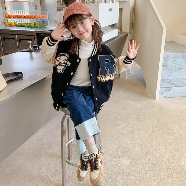 Western Style Kids' Overcoat Spring And Autumn Little Girl