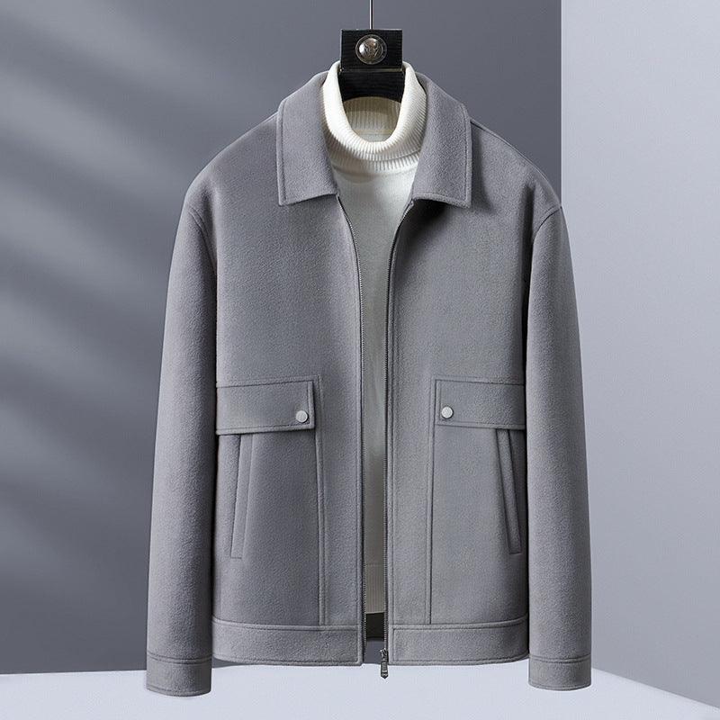 Spring New Casual Knitted Polo Collar Jacket Men