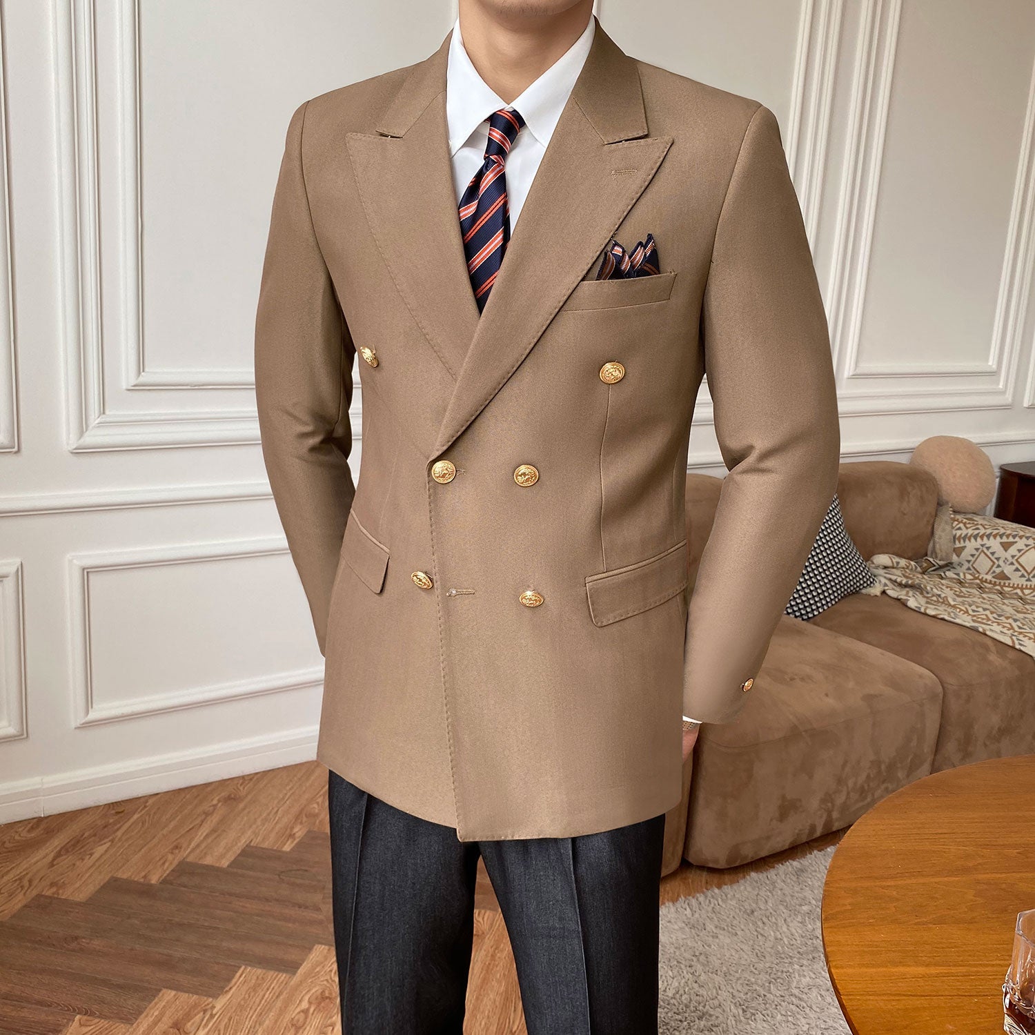 Slim Double Breasted Suit Jacket