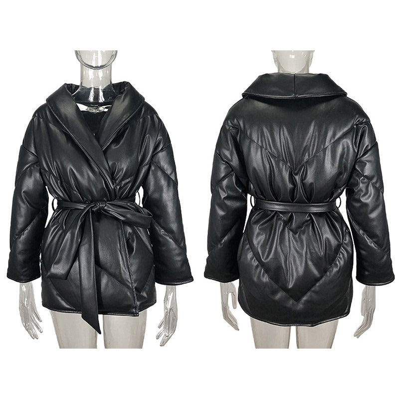 Winter Parkas For Women Loose Leather Coats Ladies Jackets