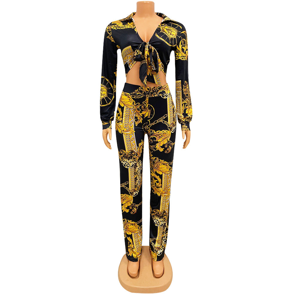 Sports And Leisure Milk Silk Printing Two-Piece Suit