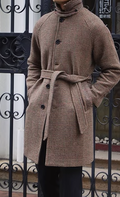 Mid-length Vintage Wool Coat With Shoulder Insert