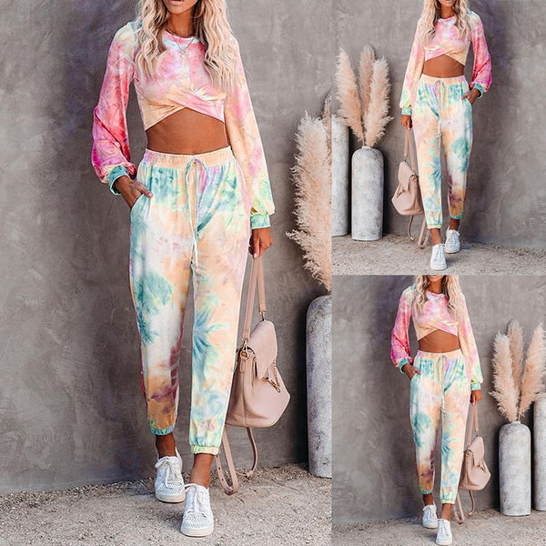 Tie-Dye Long-Sleeved Casual Suit