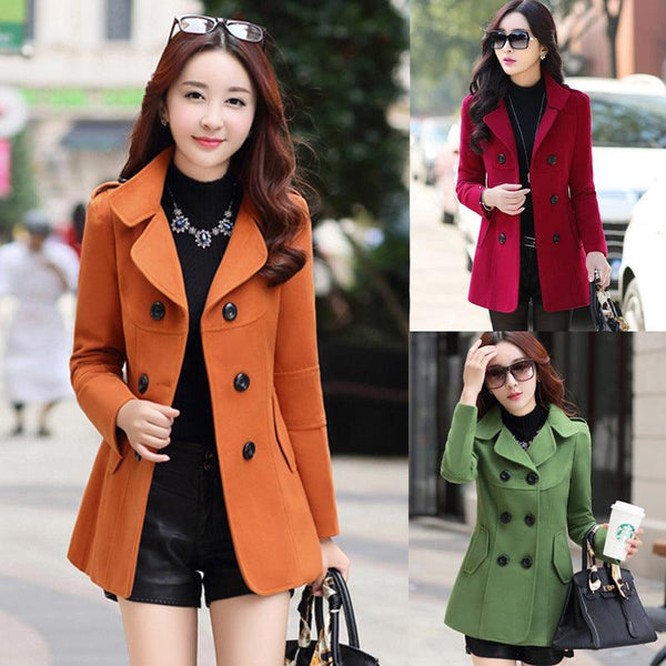 Ladies Autumn Casual Woolen Coat