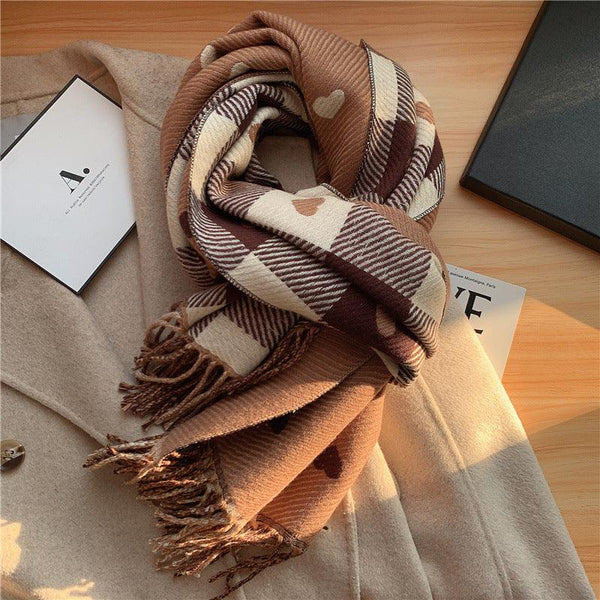Women's Love Thickened Checked Scarf