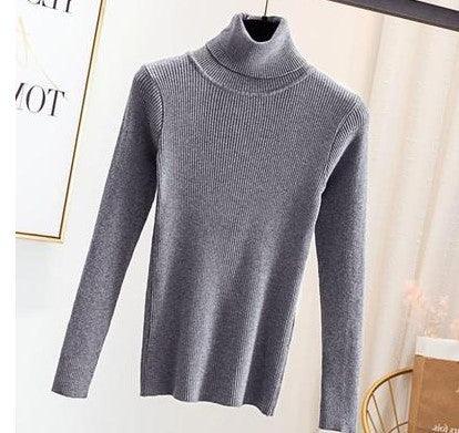 Tight pullover turtleneck sweater for women