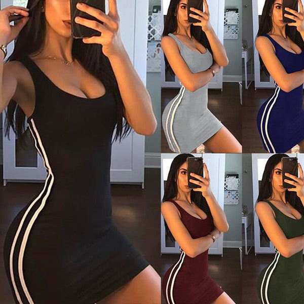 Sling stripe hip sexy dress