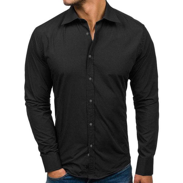 Men's slim business solid color shirt