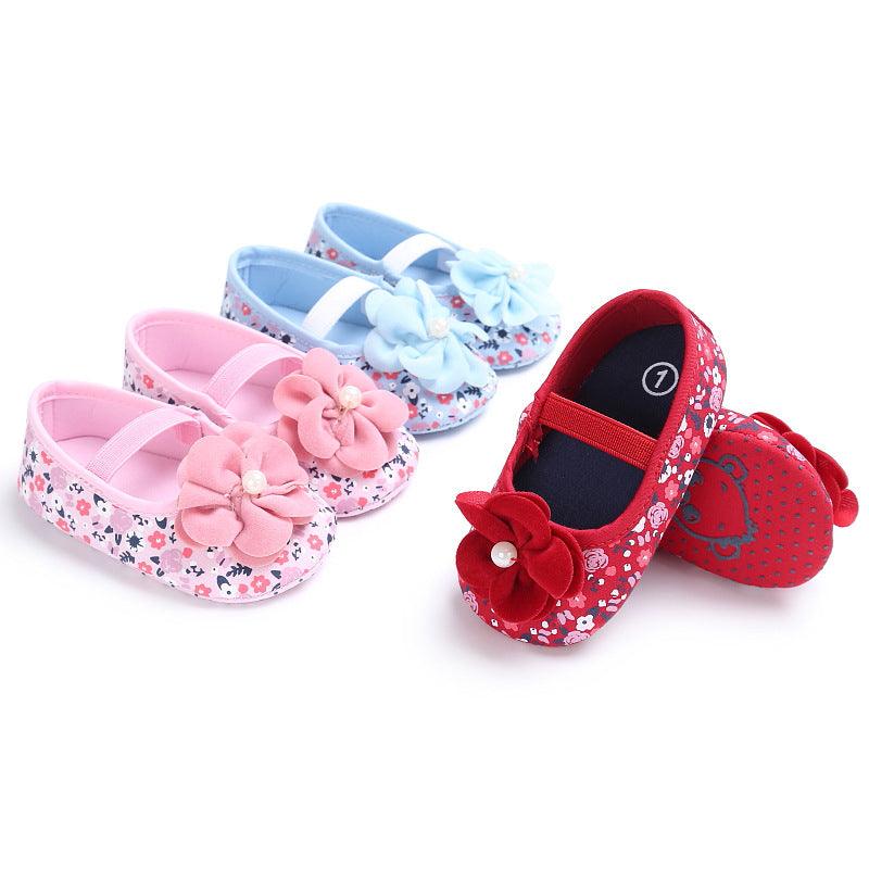 Spring and autumn new style baby girl little flower princess soft bottom indoor baby shoes