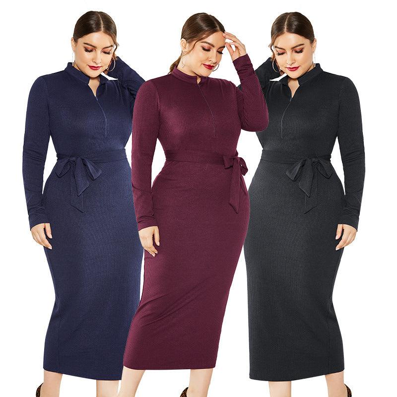 Sexy Big size Knit winter dress women bodycon dress