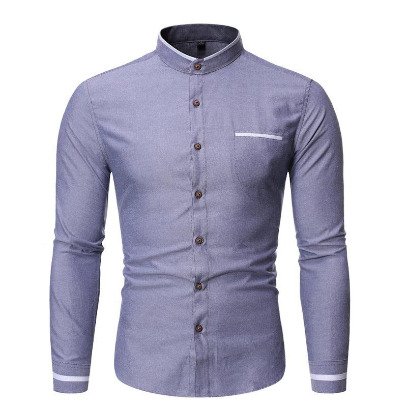 Slim Casual Solid Color Business Casual Shirt Men