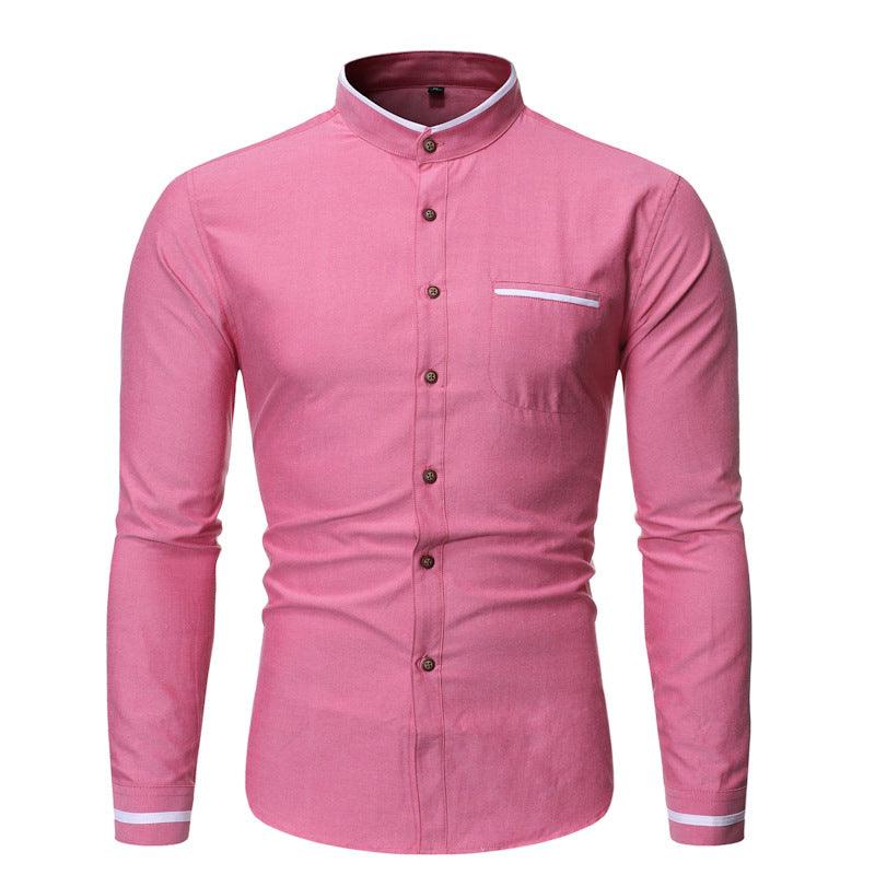 Slim Casual Solid Color Business Casual Shirt Men