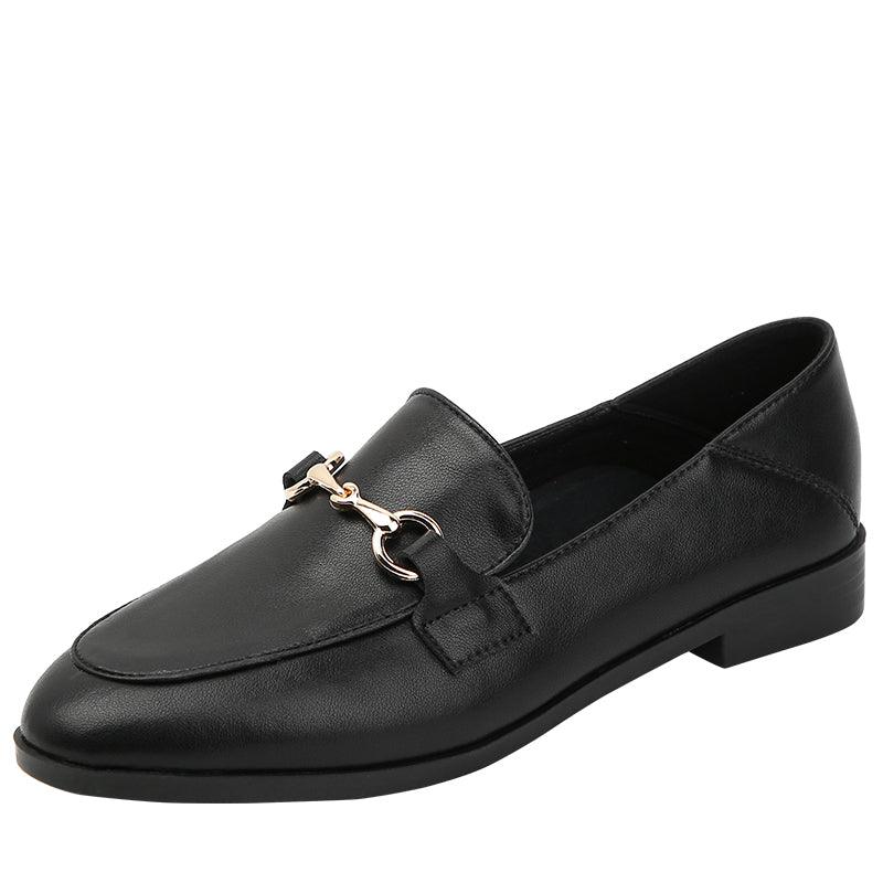Small Black Leather Shoes Women's Leather Women's Shoes All Match Flat Shoes Women