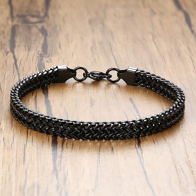 Vnox Vintage Cool Double Curb Chain Bracelets For Men Stain