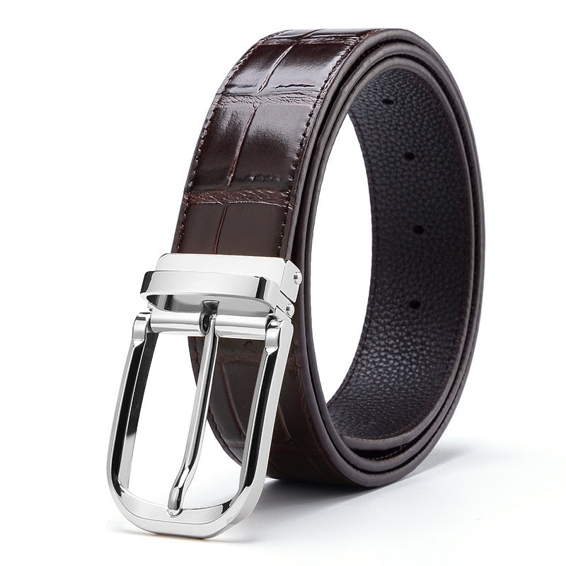 Style Korean Cowhide Men's Belt With Pin Buckle