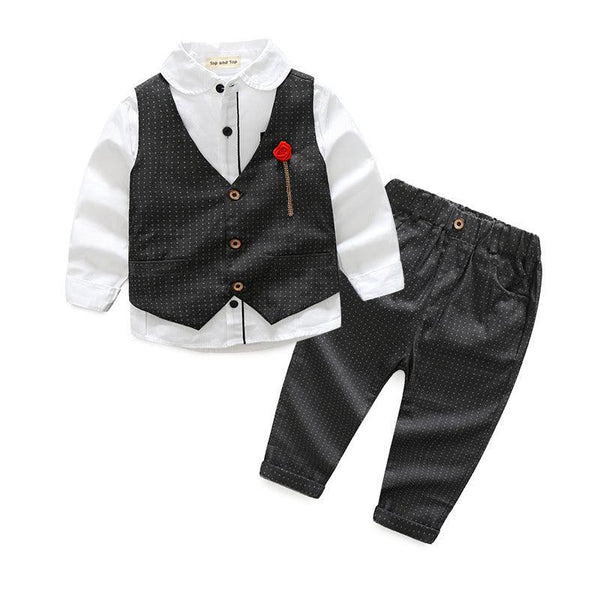 New European And American Handsome Fashion Boy Cotton Vest Suit Pants Three-Piece Suit