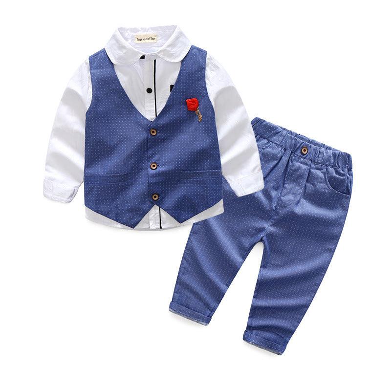 New European And American Handsome Fashion Boy Cotton Vest Suit Pants Three-Piece Suit