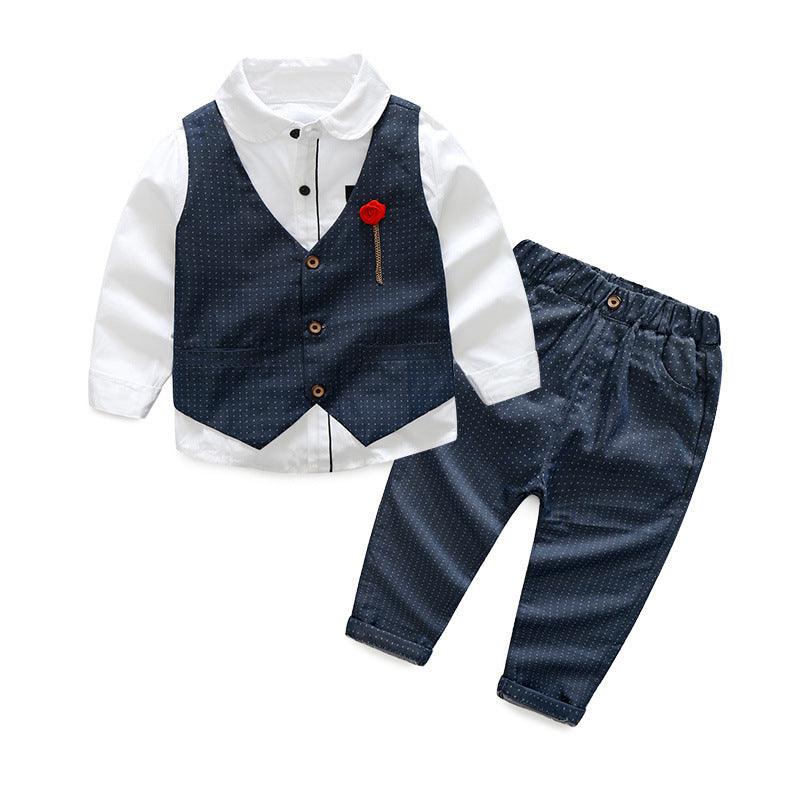 New European And American Handsome Fashion Boy Cotton Vest Suit Pants Three-Piece Suit