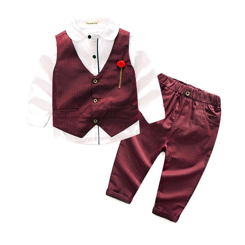 New European And American Handsome Fashion Boy Cotton Vest Suit Pants Three-Piece Suit