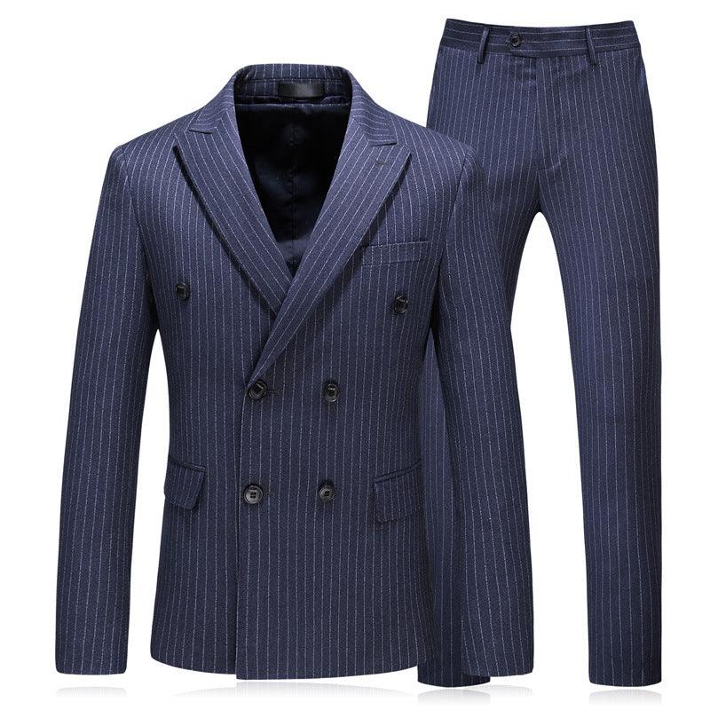 Autumn And Winter New Foreign Trade New Men's Double-Breasted Striped Suit Three-Piece suit