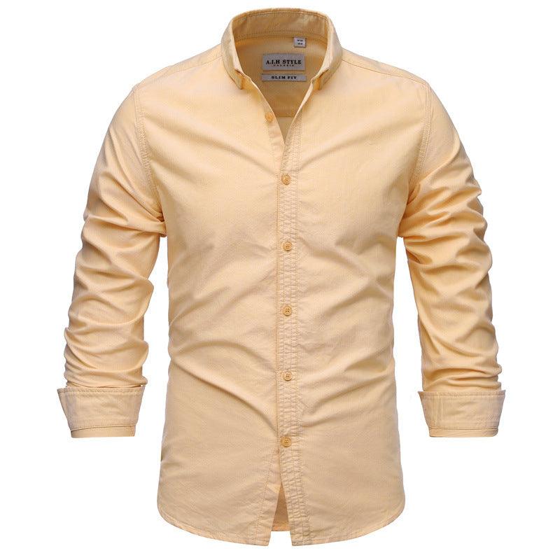 Pure Color Cotton Oxford Shirt Quality Business Casual Men's Slim Shirt