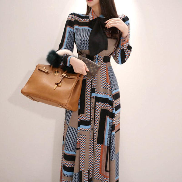 Fashionable Single-breasted Shirt-style Long Dress With Waist