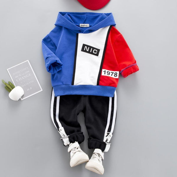 Children's Sports Hooded Printed Autumn Boy Suit Cotton Two-Piece Children's Hip-Hop Suit