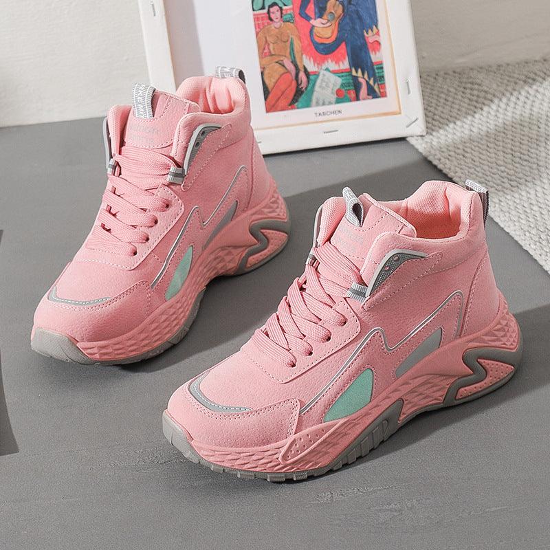 New Leather Waterproof High Help Big Children 10 Autumn And Winter 12 Girls Sneakers