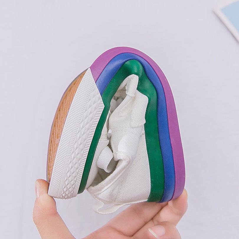 Rainbow Canvas Shoes Women'S Color Matching White Shoes Casual Shoes