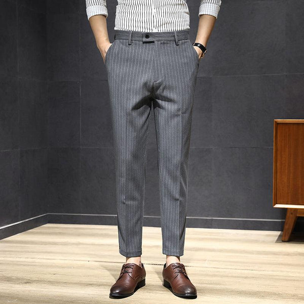 Business Striped Trousers For Men Slim And Free Ironing