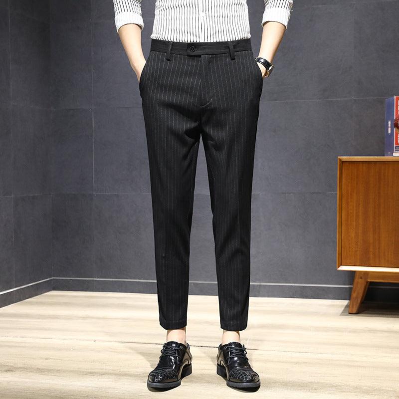 Business Striped Trousers For Men Slim And Free Ironing