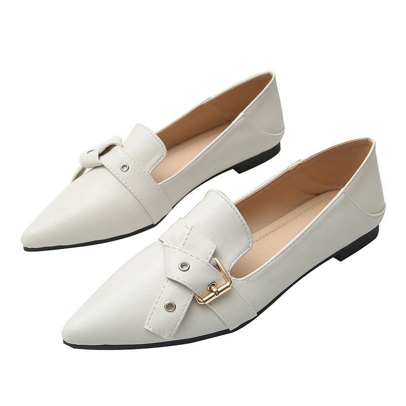 Women'S Fashion Belt Buckle Pointed Flat Loafers