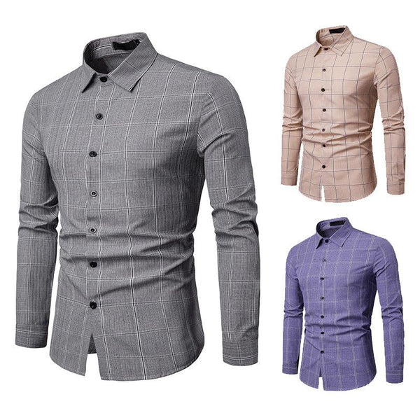 Men's Business Plaid Slim Fit Shirt