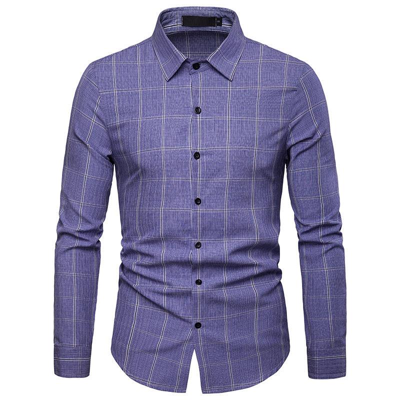 Men's Business Plaid Slim Fit Shirt