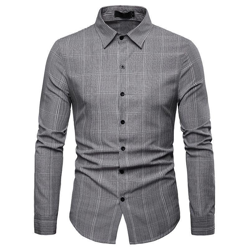 Men's Business Plaid Slim Fit Shirt