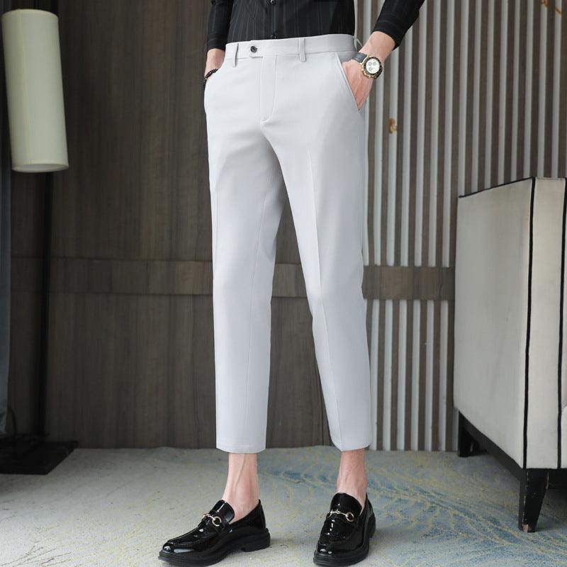 Casual Pants Pure Color Thin Slim-fit Trousers Men