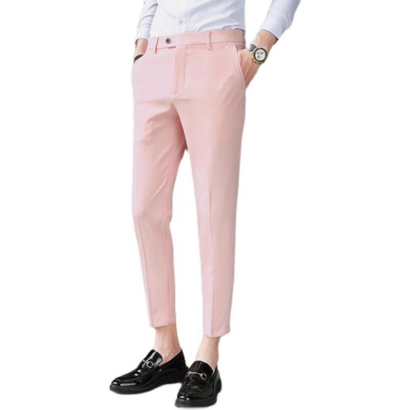 Casual Pants Pure Color Thin Slim-fit Trousers Men